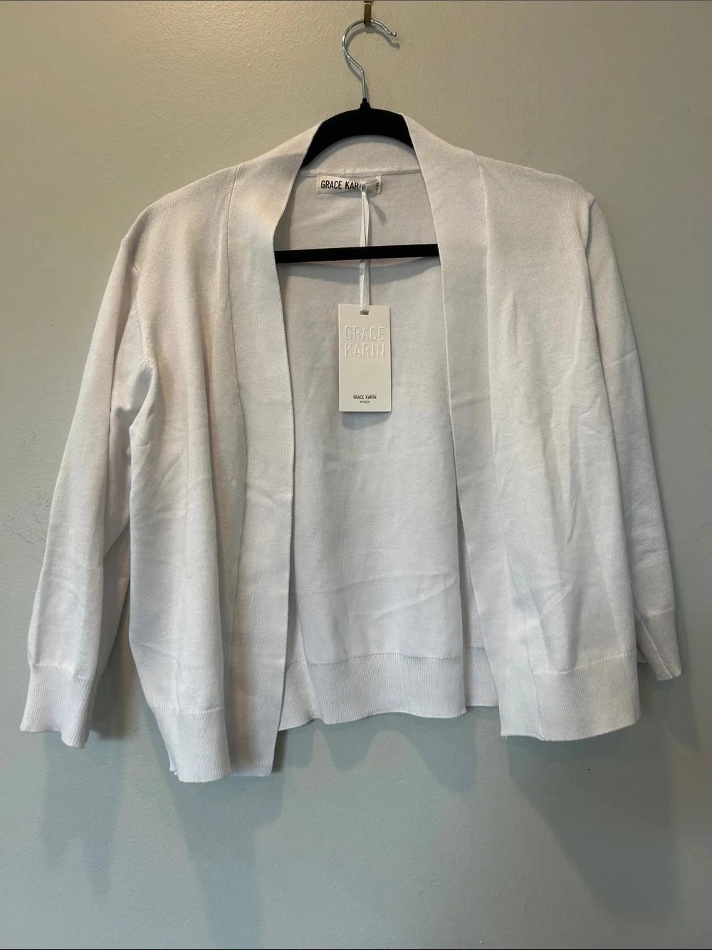 Grace Karin Ivory Open-Front Cropped Knit Cardigan - Picture 1 of 4